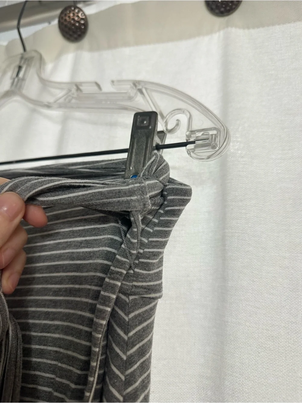 GAP Gray Striped Wrap Midi Skirt with Tie Size L
